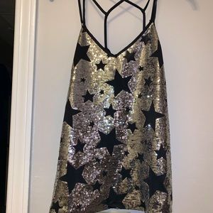 XOXO- sequin racer back tank. The front is lined sequin. Size small.
